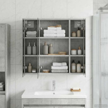 vidaXL Badezimmerspiegelschrank Betongrau 63,5 x 16 x 62,5 cm