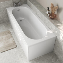 Bathroom Single Ended 1700x700mm Curved Bath Side End Panel Acrylic White Modern