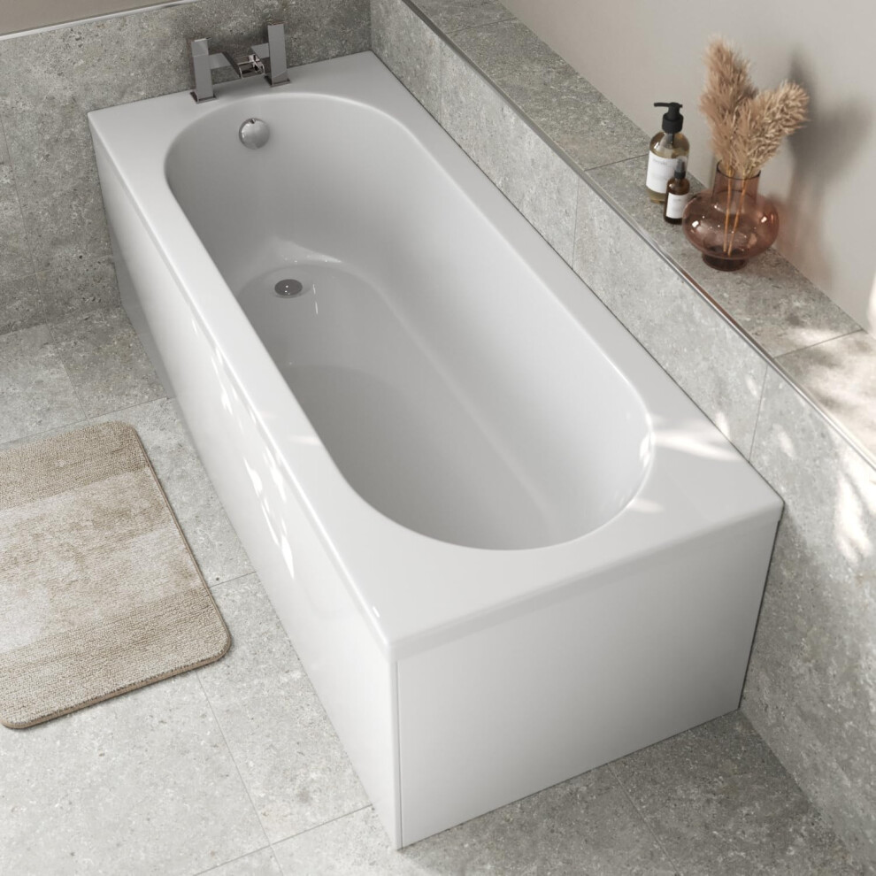 Bathroom Single Ended 1700X700mm Curved Bath Side End Panel Acrylic White Modern 5056093690869