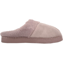 (UK3, Fawn) ABSOLUTE FOOTWEAR Slip On Velour Style Open Back Mule Slippers with Faux Fur Inners