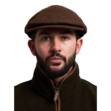 JACK PYKE Newsboy Flat Cap Brown Tweed 61cm