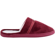 (UK4, Burgundy) ABSOLUTE FOOTWEAR Lightweight Slip On Open Back Velour Style Winter Mule Slippers