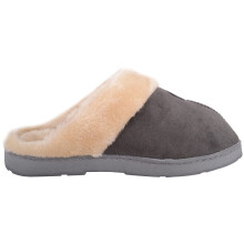 (UK4, Charcoal) ABSOLUTE FOOTWEAR Slip On Winter Backless Mule Slipper / Indoor Shoe, Snowflake Design