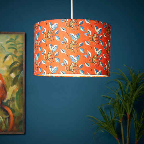 Litecraft Murphy Monkey Print Lampshade, Orange 1