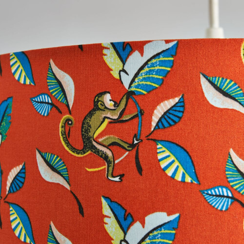 Litecraft Murphy Monkey Print Lampshade, Orange 2