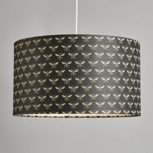 (Black) Litecraft Bobby Bee Print Lampshade 2