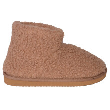 (UK4, Tan) ABSOLUTE FOOTWEAR Easy Slip On Teddy Fleece Bootie Slipper with Faux Fur Inner