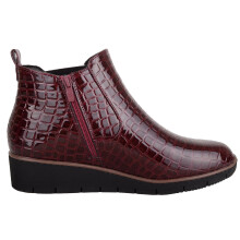 (UK6, Burgundy) ABSOLUTE FOOTWEAR Faux Patent Leather Wedge Ankle Chelsea Boots with Twin Gusset