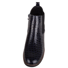 (UK5, Navy) ABSOLUTE FOOTWEAR Faux Patent Leather Wedge Ankle Chelsea Boots with Twin Gusset
