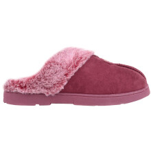 (UK4, Wine) ABSOLUTE FOOTWEAR Slip On Faux Fur Open Back Mule Slippers with Snowflake Design