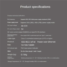 2X Gigabit POE Splitter 5V3A 1000Mbps Type-C Power over Ethernet for for for IP Camera for Raspberry Pi 4