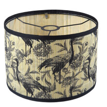 Lampshade Bright Green Plant Bird Decoration Drum-Shaped Lampshade Suitable for Floor Lamp, Table Lamp in Bedroom B