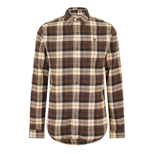 Timberland (L, Chocolate Brown) Timberland Mens Checked Casual Button-Down Shirt