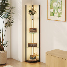 LED Floor Lamp with Shelves, Dimmable Standing Lamp with Foot Switch for Living Room, Bedroom, Black