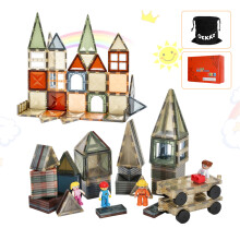 (Natural / 60PC) Dekko Magnetic Building Blocks Tiles Kids STEM