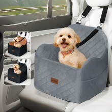 (Grey) Skylos Dog Booster Car Seat Portable Bed for