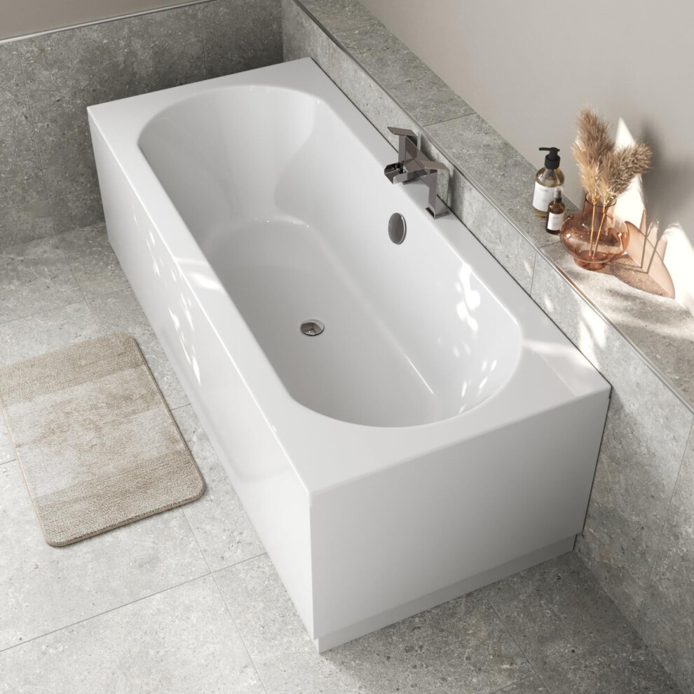 Modern Bathroom Double Ended 1800 X 800Mm Curved Bath Side End Panel White 5056093691217