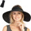 Women's Sun Visor Foldable Straw Hat Adjustable Size Wide Brim Hat (Black) 1