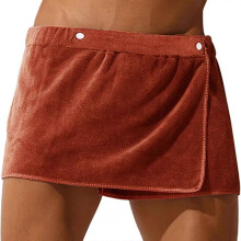 Men's shorts bathrobe sleep pants microfiber pajamas sleepwear short towel pants side slit bathrobe pants skirt soft -GSL