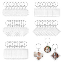 50pcs Pendant Picture Frame Keyrings, Clear Acrylic Photo Frame Keyring, Make Your Own Keyring Kit