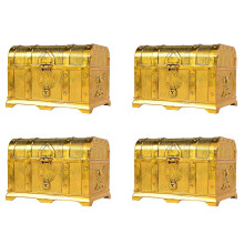 4X Pirate Treasure Chest Decorative Treasure Chest Keepsake Jewelry Box Plastic Toy Large Size Electroplating Gold