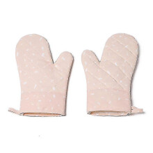 Kitchen Microwave Glove Non-slip Cotton Bbq Oven Baking Gloves Heat Resistant Kitchen Potholders Oven Mittens(1set,pink)