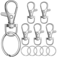 100pcs Metal Lobster Claw Clasp With Key Ring. Keychain Rings compatible with. Key Jewelry