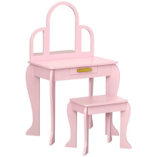 Kids Dressing Table Set, with Mirror and Drawer - Pink