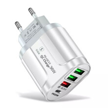 Rychlonabíječka USB-C & 3xUSB-A, PD & Q.C 3.0, 36W - bílá