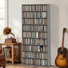 HOMCOM 640 CD Storage Unit 360 DVD Storage Tower w/ 18 Compartments Grey