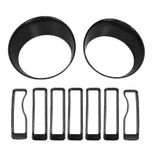 Headlight Cover Front Grille Inserts Trim Fit compatible with Jeep Wrangler JL 2018-2019