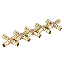 5pcs Brass Cross 4 Way Hose Joiner Fittings Barbed Connector Air Water Oil Gas Fuel 6/8/10/12mm