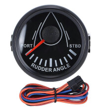 52mm Universal Boat Rudder Angle Indicator 0-190ohm Signal with Rudder Sensor 9-32V Backlight Gauge compatible with Boat YachtBlack Dial Black Cover