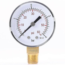 Mechanical Oil Pressure Gauge, Low Pressure Gauge 0-4bar / 0-60psi, 1/4"npt Bottom Mount Manometer compatible with Fuel Air Oil Or Water