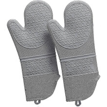15 Inches Silicone Oven Mitts: 500 F Heat Resistant Kitchen Mittens Non Slip Po