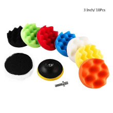 10Pcs Sponge Polishing Buffing Waxing Pad Kit compatible with Car Polisher Buffer With Drill Adapter 3
