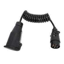 12V 7 Pin to 13 Pin Trailer Adapter 2m Length Coiled Trailer Socket Wiring Connector compatible with RV Caravan Boat Black