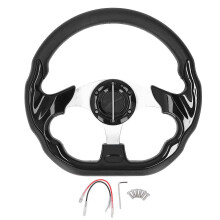 13in Steering Wheel Black PU Leather Racing Style Comcompatible withtable Grip Modification Steering Wheel Replacement compatible with Car