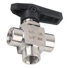 3 Way Ball Valve BSPP Female Thread Stainless Steel Valve compatible with Water Pipe Flow ControlBSPP 1/4in