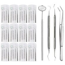 16-teiliges zahnärztliches Basisinstrumentenset, Edelstahlspiegel, Zange, Sonde