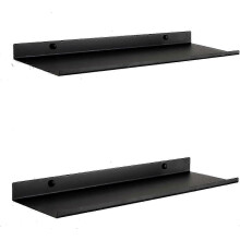 Black Metal Wall Shelf | Set Of 2 Floating Shelves 50 Cm hwy