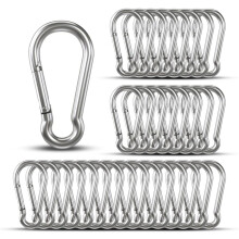 Conjunto de 32 Mosquetões Pequenos com Gancho de 4 cm (1,57 polegadas) em Ferro Galvanizado Reforçado