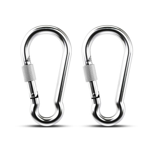 Conjunto de 2 Mosquetões Kinlink Grandes de 4 polegadas com Trava, Resistentes, em Aço Inoxidável 304 Premium