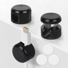 Pachet de 3 cleme de cablu din aluminiu negru pentru suport de cablu adeziv îmbunătățit de birou Premium