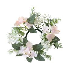 Wedding Candlestick Wreath Artificial Flower Plants Candle Aromatherapy Ring Holder Table Centerpiece Decor Champagne