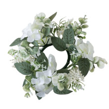 Wedding Candlestick Wreath Artificial Flower Plants Candle Aromatherapy Ring Holder Table Centerpiece Decoration White