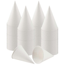 White Paper Cone Cups, Snow Cone Cups,Coated Leakproof Cone Paper Cups compatible with , Shaved Ice, Water 200P SZRH A-V
