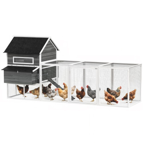 PawHut Gallinero Gris 347 x 160 x 150 cm