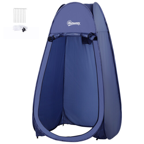 Outsunny Carpa para Ducha Azul 100 x 100 x 185cm