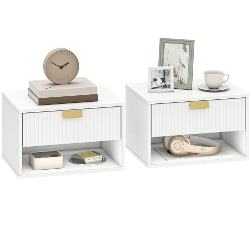 Homcom Mesitas de Noche Blanco 40 x 30 x 25 cm